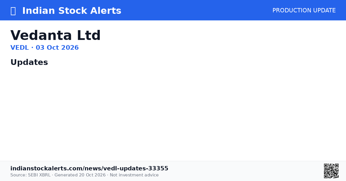 Vedl Vedanta Ltd — Updates · Indian Stock Alerts